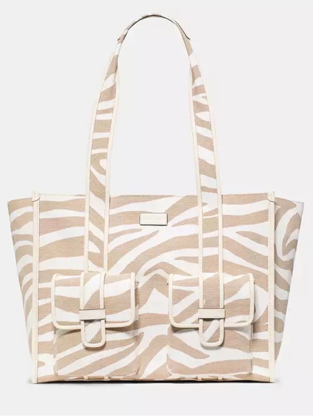 Kate Spade Kip Zebra Cargo Large Tote Bag Light Fawn Multi